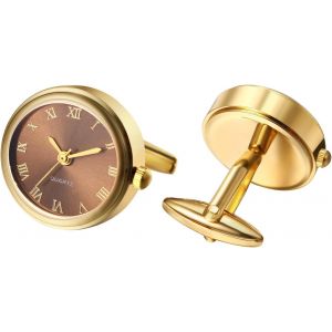 Eryi-Montres Boutons De Manchette Hommes Montre De Poche : Ronde Analogique Quartz Bouton De Manchette Montre Avec Chiffres Romains Boutons De Chemise Manchettes Cadeaux Pour Hommes Mariage - Neuf