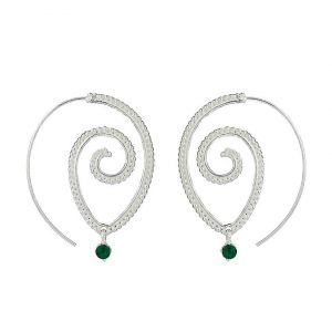 Boucles D'oreilles Rondes En Spirale Dor&eacute;es Et Argent&eacute;es Orn&eacute;es De Strass Verts Pour Filles - Cr&eacute;oles &Eacute;l&eacute;gantes Pour Les F&ecirc;tes Et Les Mariages - Neuf