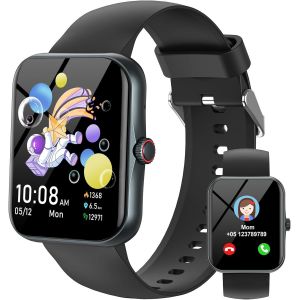 JGD-Fitness Tracker Montre Connect&eacute;e Enfant, Smartwatch pour Gar&ccedil;on Fille 100+ Modes Sport R&eacute;veil Pedometer Moniteur Sommei, Jeux, 1,83"" HD Smart Watch Intelligente pour Ados 5-16 Ans Cadeau, Noir - Neuf