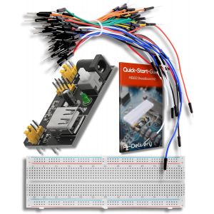 MB 102 Kit &Eacute;lectronique: Platine d'essai &agrave; 830 Points Breadboard + Adaptateur Secteur (3,3V/5V) + 65 Morceaux de c&acirc;bles Compatible avec Arduino et Raspberry Pi incluant Un E-Book! - Neuf