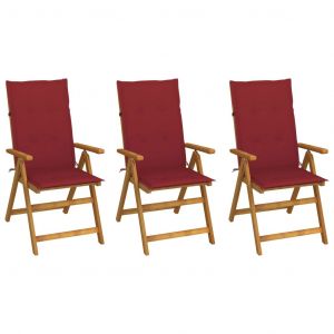 Prolenta Premium - Chaises Pliables De Jardin Lot De 3 Avec Coussins Bois D'acacia - Neuf