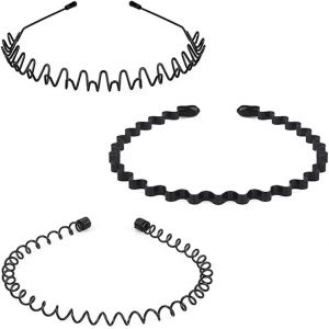 6 Pcs Multi-Style M&eacute;tal Cerceau De Cheveux, &Eacute;lastique Ondul&eacute;s Spring Wave Bandeau Cheveux Homme,Noir Antid&eacute;rapant Sport Unisexe Serre Tete Accessoires Pour Femmes Et Hommes - Neuf