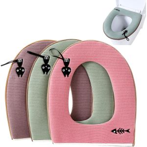 Housse de WC,3pcs Housse de Siège de Toilette Abattant WC Coussin Lavable Toilet Seat Cover Cushion Toilet Cover - Neuf