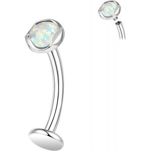 Astm F136 Piercing De Nombril En Titane Avec Pierres Opales 14 G 6/8/10/12/14 Mm Filet&eacute; Interne, Longue Barre Pour Nombril - Neuf