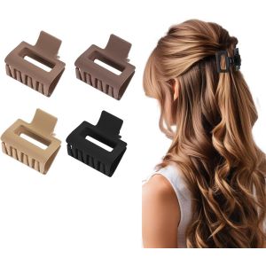 Lot De 8 Moyennes Pinces &Agrave; Cheveux Femme, Pince &Agrave; Cheveux Mat Double Rangs De 4 Cm, Accessoires Pour Cheveux Antid&eacute;rapants, Accessoires De Coiffure Pour Femmes Et Filles (4 Couleurs 2 Formes) - Neuf