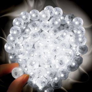Lot De 100 Ballons Ronds À Led - Mini Boules Lumineuses Led - Décoration Blanche - Convient Pour Les Fêtes D'anniversaire, Mariages, Halloween, Noël - Neuf
