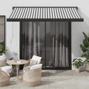 Auvent Rétractable Anthracite Et Blanc 3,5x2,5m Tissu/Aluminium - Neuf