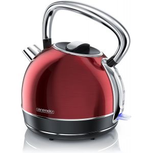 - Bouilloire Électrique En Acier Inoxydable 1,7 Litre - 2200 W Style Vintage Rétro - Filtre Anticalcaire Amovible Interchangeable - Interrupteur D'Alimentation Led Bleue - Water Kettle - Rouge - Neuf