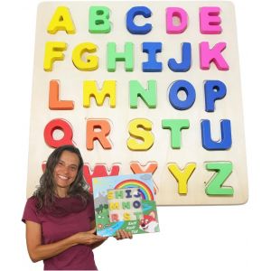 KAL-Abc Puzzle En Bois Avec De Grandes Lettres Colorées, Jouet Pour Apprendre De Manière Ludique L'Alphabet Enfant 3+ Ans, Jeux Educatif Lettres Montessori, Cadeau Pour Garcon Fille - Neuf