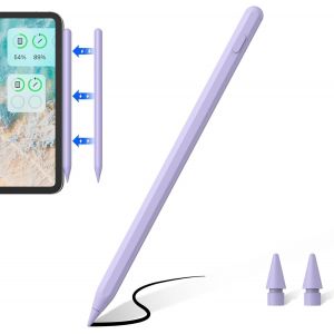Stylet ipad avec Chargement sans Fil, ipad Pencil avec Fonction Rejet de Paume, Compatible avec iPad Pro 11"" 4/3/2/1, iPad Pro 12,9"" 6/5/4/3, iPad 6/7/8/9/10, iPad Air 3/4/5, iPad Mini 5/6 (Violet) - Neuf