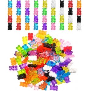 Ytseazn-Lot De 120 Breloques En Forme D'ours Gélatine Colorée À Dos Plat Résine Pour Loisirs Créatifs - Neuf