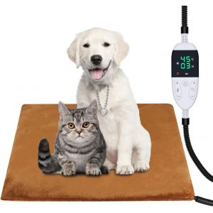 Tapis Chauffant Chat Chien 45*45cm Coussin Chauffant Chat Minuterie 12 Étapes&toujours Allumé Et Température 30-60¿,Tapis Chauffant Pour Chat Chien,Anti-Mordant Tapis Chauffant D'intérieur - Neuf