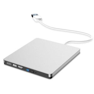 Lecteur CD externe USB3.0 12,7 mm Type de plateau DVD ultra mince (argent) - Neuf