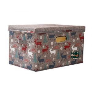 Panier de rangement pliable - Gris 38 x 25 x 21 cm Motif renne de No&euml;l - Neuf
