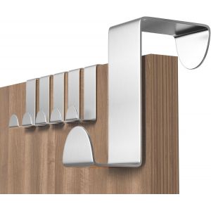 Few-Crochet Porte, 6 Pi&egrave;ces Porte Manteau Pour Porte Acier Inox Patere Porte Pour Porte Standart, Tiroir, Placard Armoire, Pour Cuisine Salle De Bains Chambre &Agrave; Coucher, Argent - Neuf