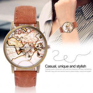 Montre-Bracelet Analogique A Quartz Pour Femme, Bracelet Rond En Jean (Bracelet Cafe) - Neuf