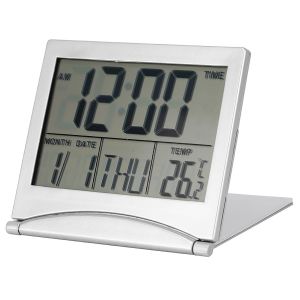 ERYI-Réveil Numérique À Led Pliable - Réveil De Voyage Numérique Avec Thermomètre, Calendrier Et Minuterie - Fonction Snooze Pour Voyage Pliable - Neuf