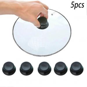5pcs Cuisine Casseroles Couvercles Bouton Poignée De Levage Noir Bouton De Remplacement Poignée De Levage Casserole Couvercle Pièces D'ustensiles De Cuisine - Neuf