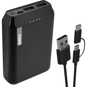 - Alpha 10s Powerbank 10 000 Mah - Batterie Externe Avec Passthrough - 2 Sorties Usb-A, 1 Entrée Micro Usb - Avec 2 Câbles De Données Usb - On/Off Automatique - Pour Iphone, Ipad, Smartphone, - Neuf