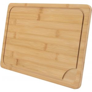 Planche &Agrave; D&eacute;couper Rectangulaire En Bois De 36 X 24 Cm - Planche &Agrave; D&eacute;couper 2 En 1 En Bois Et Plateau De Service En Bambou - Planche &Agrave; D&eacute;couper En Bambou Avec Rainure &Agrave; Jus - Neuf