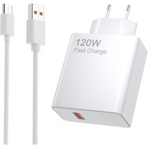 LORANKA-Chargeur Rapide 120W Pour Xiaomi 15 15 Ultra 14T pro/Ultra 13T 12T 11T Pro, Chargeur Turbo Compatible avec Redmi Note 14 13 12 11 Poco X7 X6 M4 X4 X3 Pro F4 avec 6A C&acirc;ble USB C 1M - Neuf