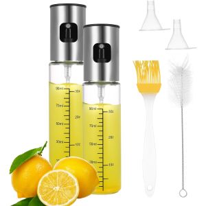 KALANKA-2 Pcs 90ml Spray Huile Cuisine Air Fryer, Flacon Pulverisateur Huile Cuisine, Vaporisateur Huiles pour Friteuse &agrave; Air Chaud Accessoires, avec 2 Entonnoirs, 1 Brosse de Nettoyage, 1 Pinceaux &agrave; - Neuf
