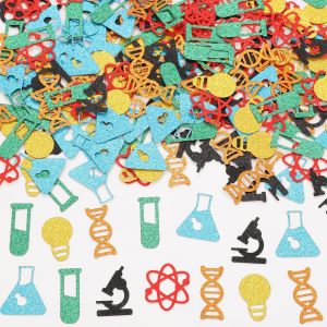 Lot de 200 confettis scientifiques pour fête d'anniversaire pour garçons filles, scientifiques, thème amusant, joyeux anniversaire, fête, fournitures en papier, confettis, décoration de table - Neuf