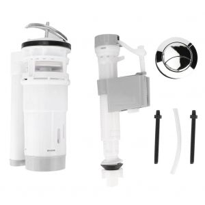 HJLIAN Robinet de remplissage de toilette de remplacement reglable pour salle de bain, robinet de chasse d'eau a double bouton - Neuf