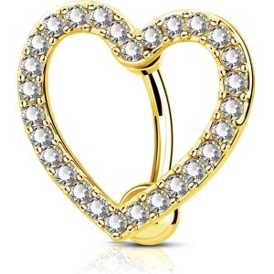 14g C?ur Piercing Nombril Inversé Acier Chirurgical Piercing Nombril Anneau Reverse Belly Button Ring Heart Belly Bar Piecing Navel Barbell Jewellery Femme Bijoux.[X3461] - Neuf