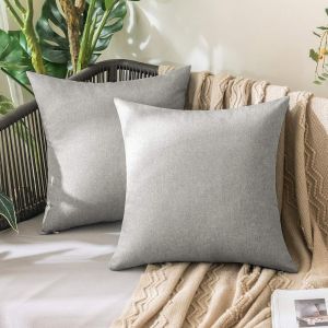 Lot de 2 Taie d'oreiller Extérieure Imperméable en Polyester Doux avec Surface Hydrofugfe Housse de Coussin de Jardin Décoratif pour Salon Chambre 50x50cm Grisonnant - Neuf