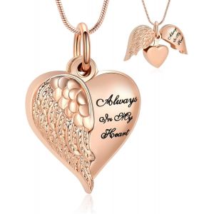 Tianyi-Collier Urne En Forme D'aile D'ange En Forme De Coeur Pour Cendres Pour Femme Et Homme - Neuf