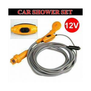Douche Portable 12 V Pour Camping, Voyage Et Ext&eacute;rieur - &Eacute;tanche, D&eacute;bit R&eacute;glable, Long Tuyau, Prise Allume-Cigare Incluse - Neuf