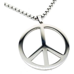 Kal-Pendentif Cnd En Acier Inoxydable Symbole De Paix Avec Cha&icirc;ne Et Pochette &Agrave; Bijoux | R&eacute;sistance Hippie Paix - Neuf