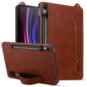 &Eacute;tui en TPU et cuir pour Samsung Galaxy Tab S10 / S9 / S8 / S7 avec bracelet, Marron - Neuf