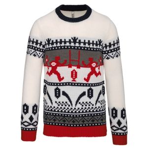 Pull Laine Motif Rugby - Homme - K991 - Blanc - Neuf