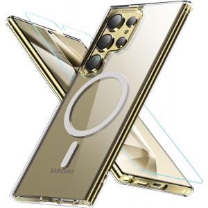 Kal-Coque Pour Samsung Galaxy S24 Ultra 5g, Compatible Avec Magsafe Avec Verre Trempé, Magnétique Protection Samsung S24 Ultra Étui Arrière Housse Fine Antichoc Case Pour S24 Ultra, Transparent - Neuf