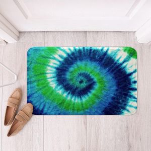 KAL-Tapis De Bain Bohème À Motif Tie-Dye, Antidérapant, Vert Bleu, Hippie, Doux, Absorbant L'Eau, Pour Baignoire, Douche, Salle De Bain, Chambre À Coucher, Salon, 40,6 X 61 Cm - Neuf