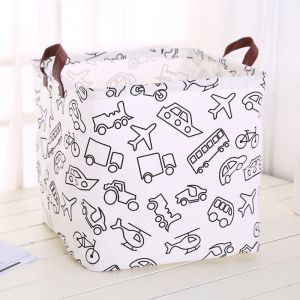 Paniers de rangement carrés en toile imperméable pour enfants, panier à linge pour étagères, paniers cadeaux, organisateur de jouets, décoration de chambre (véhicule) - Neuf