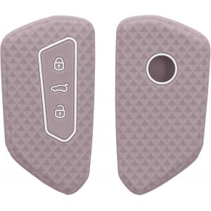 Car Key Accessory Compatible With Vw Golf 8 3-Button Soft Silicone Case For Car Key Cloud Purple - Neuf