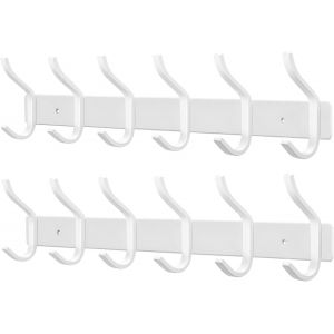 Porte Manteau Mural de 6 Crochets, Pat&egrave;res Porte Manteaux Crochet Mural pour Serviettes en Acier Inoxydable (Blanc, 6 Crochets,2 Packs) - Neuf