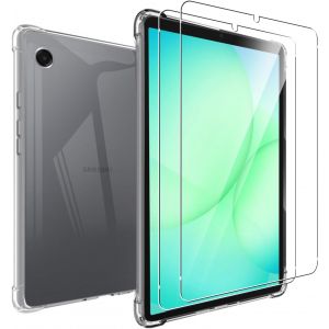 KALANKA-Coque pour Samsung Galaxy Tab A11 Tablette 8.7 Pouces + 2 Pi&egrave;ces Verre Tremp&eacute;, Anti-Rayures TPU Flexible Transparent avec Coin Renforc&eacute;, Antichoc &Eacute;tui de Protection - Neuf