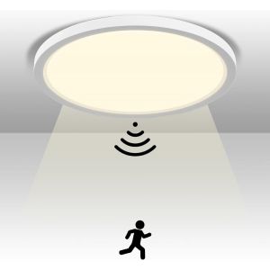 KAL-Lampe Avec Détecteur De Mouvement Intérieur Ø23Cm,20W 4000K Plafonnier Led Rond Comme Lampe De Couloir, Lampe De Balcon/Cave-1Pc - Neuf