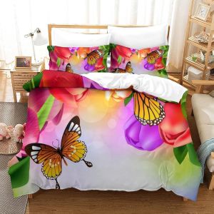 Housse De Couette Motif Imprim&iquest;&iquest; Butterfly D ,En Parure De Lit Avec Housse De Couette Et Taies D'oreiller,Fermeture &iquest;&iquest;Clair,Doux Microfibre Hypoallerg&iquest;&iquest;Niqueking&pound;&iquest;Xcm&pound;&copy; - Neuf