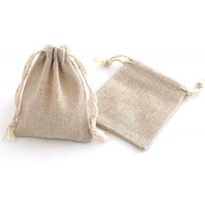 Petits Sacs En Coton Sac Toile De Jute Avec Cordon De Serrage, Pochette Lin Pour Mariages Bijoux Noël La Fête Bricolage (7x9cm-25pcs) - Neuf