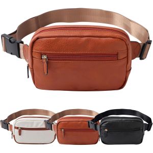 CAUC-Sacs &agrave; bandouli&egrave;re en cuir pour femme - Sac banane l&eacute;ger pour femme - R&eacute;sistant &agrave; l'eau - Sac banane pour femme et homme, marron, Taille unique, Moderne - Neuf