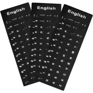 LETNERNY-Lot De 3 Autocollants Universels Noirs En Anglais Pour Clavier D'Ordinateur Pour Une Identification Plus Rapide Du Clavier, Bonne Adhérence - Neuf