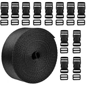 Bagages Boucle de Jeu, 24 Pcs Boucles en Plastique avec 2 Types de sortie Côté des Clips, 1 Rouleau de 10 Tailles de Sangle en Nylon, Trois-Diapositive Rapide Libération de Fixation - Neuf