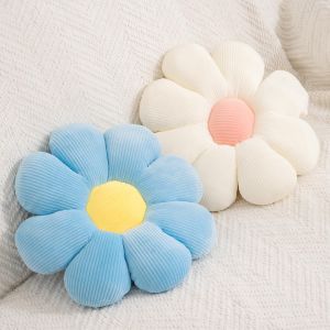 CAUC-Lot de 2 coussins d&eacute;coratifs en forme de marguerite en peluche pour chambre &agrave; coucher, canap&eacute;, chaise (bleu et blanc, 38 x 38 cm) - Neuf