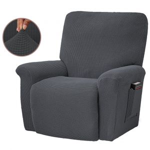 Housse extensible pour fauteuil inclinable manuel et &eacute;lectrique, lavable en machine, motif &agrave; petits carreaux, m&eacute;lange de polyester - Neuf
