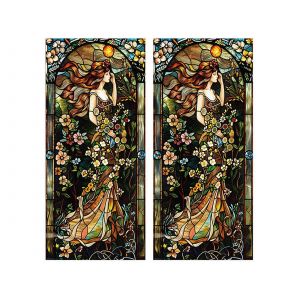 Film adh&eacute;sif statique pour vitres effet vitrail - Autocollant d'intimit&eacute; motif f&eacute;erique - Neuf